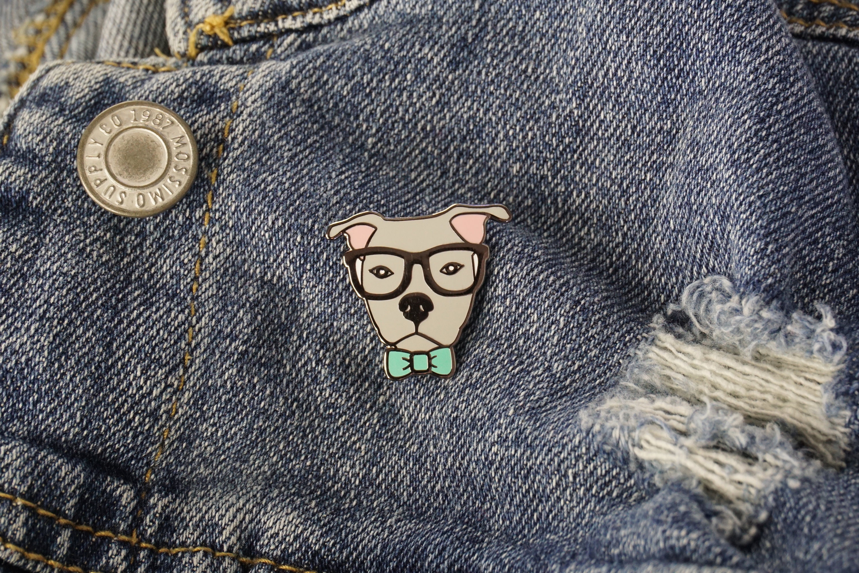 Pibble Pin Pit Bull Enamel Pin, Blue Nose Smarty Pit Pittie Am Staff Pibble Dog ...