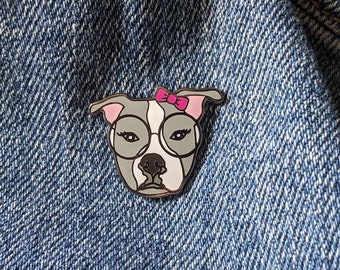 Pit bull enamel pin, Blue nose Resting pit face Am staff Pibble dog