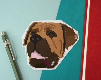 Bull mastiff vinyl Sticker 8-bit Mastiff dog water resistant high gloss Laptop vinyl sticker for laptop, notebooks and stationery