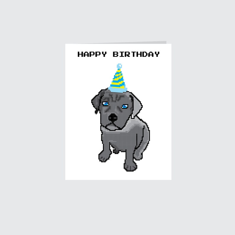 Presa Canario Puppy Birthday Card 8-bit Spanish Mastiff Greeting Card