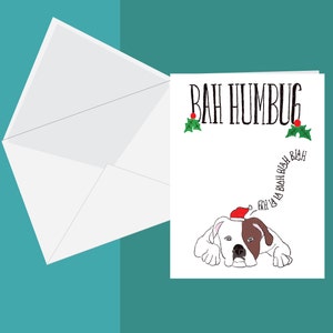 English Bulldog Bah humbug Christmas card, bullie X-mas Greeting Card image 2