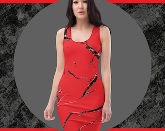 Vestido ajustado rojo marmol