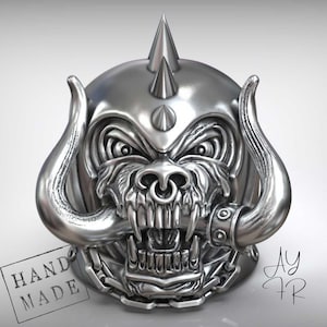 Heavy Metal Skull Ring – Solid 925 Sterling Silver Band, Gothic Statement with Spikes & Skull – Bold Men’s Jewelry Must-Have