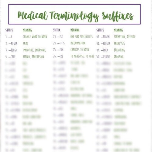 Medical Terminology Suffixes // Nursing School Medical - Etsy