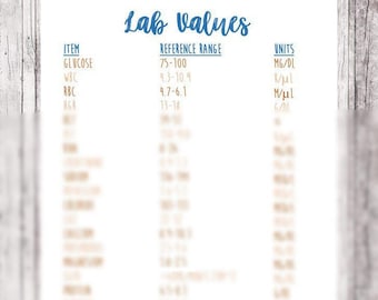 Lab Values Reference Sheet// Nursing School Notes