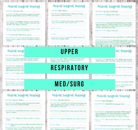 Upper Respiratory Med Surg 1 Notes // Bundle of 9 Pages Etsy