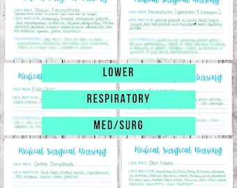 Lower Respiratory Med Surg 1 Notes // Bundle of 6 Pages- Nursing School Notes // Medical Surgical Nursing Notes Package