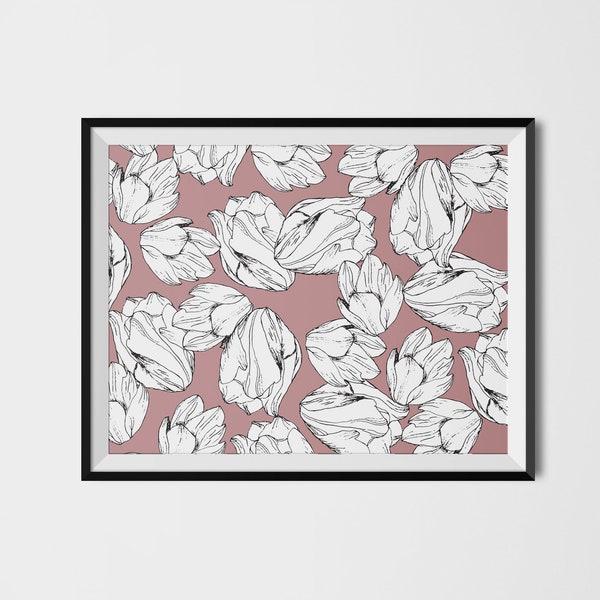 Tulip Print- Mauve