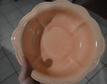VINTAGE 1960's 1960s JENKINS Ceramics Serving Bowl Pastel Pink California USA Made Pottery Ceramic Bowl Nice Old Timey Farm House Piece