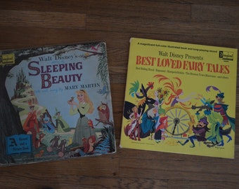 DISNEY VINTAGE VINYL Record Bundle Set of 2 Vintage 1960's 1960s Disney Records Sleeping Beauty Best Loved Fairy Tales Good Condition