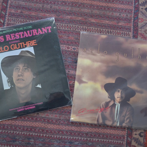 VINTAGE Arlo Guthrie VINYL RECORD Bundle 2 Guthrie Albums Lp's Alice's Restaurant Amigo