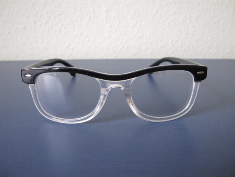 transparent schwarze Acetatbrille im Wayfarer-Stil Bild 1