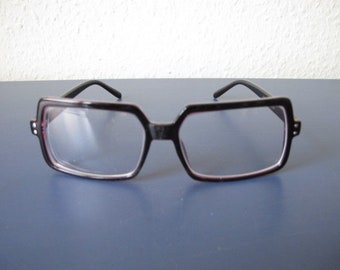 rechteckige Acetatbrille in schwarz/lila