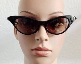 Markante breite runde Sonnenbrille aus Acetat Kunststoff schwarz im cateye Stil