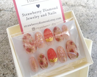 Strawberry nail, pink nail, kawaii nail