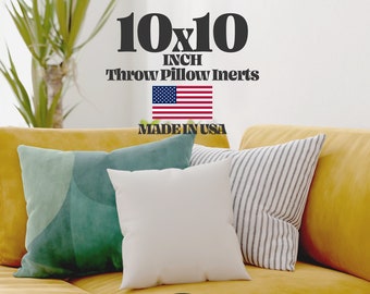 10x10 inch Pillow Insert with Down Alternative Pillow Form Inserts – Made in USA Throw Pillow Inserts and Square Pillow Insert