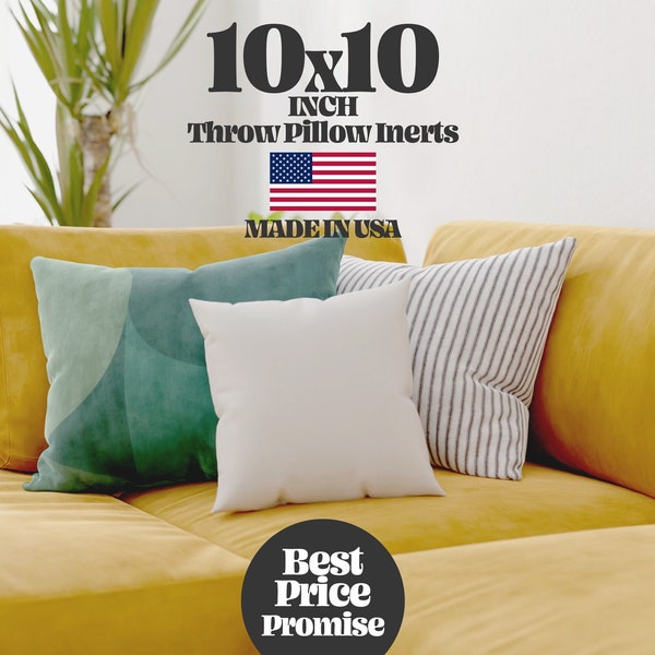 10x10 inch Pillow Insert with Down Alternative Pillow Form Inserts – Made in USA Throw Pillow Inserts and Square Pillow Insert