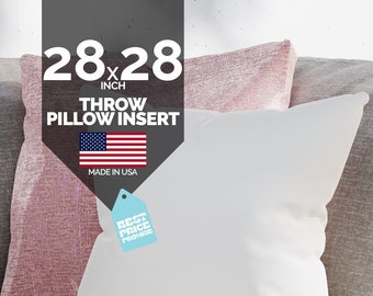 28x28 Euro Pillow Inserts Form Insert Throw Pillow inserts Square Toss pillow Throw Pillow fill Made in USA Hypoallergenic Cushion Stuffing