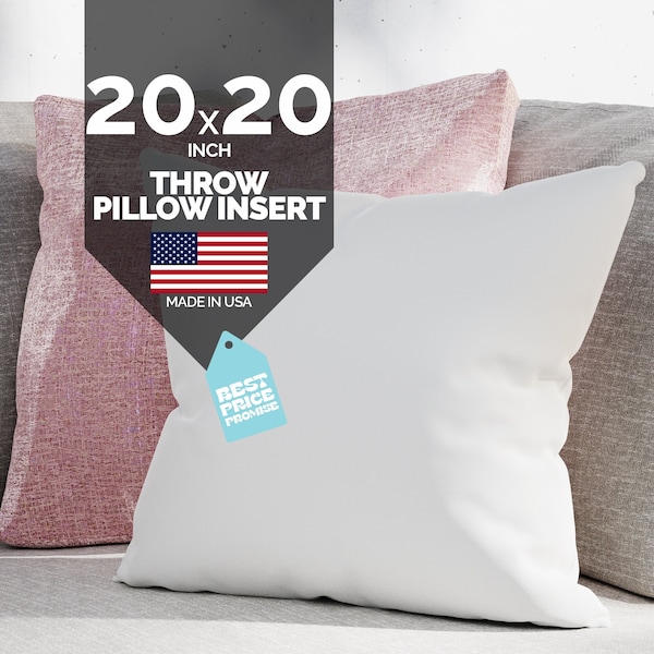 Pillow Inserts 20x20 inch Throw Cushion Filling Euro Filling for Square Form 20 inch Pillows with Cotton Plush Filler