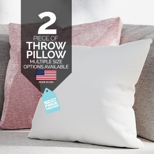 Throw Pillow Inserts in Lumbar and Square Form in all sizes with Down alternative Fill USA Made - 2 Pc Set