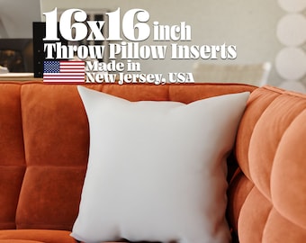 Throw Pillow inserts with Down Alternative Pillow Stuffing 16x16 Pillow inserts - Made in USA 16x16 Insert