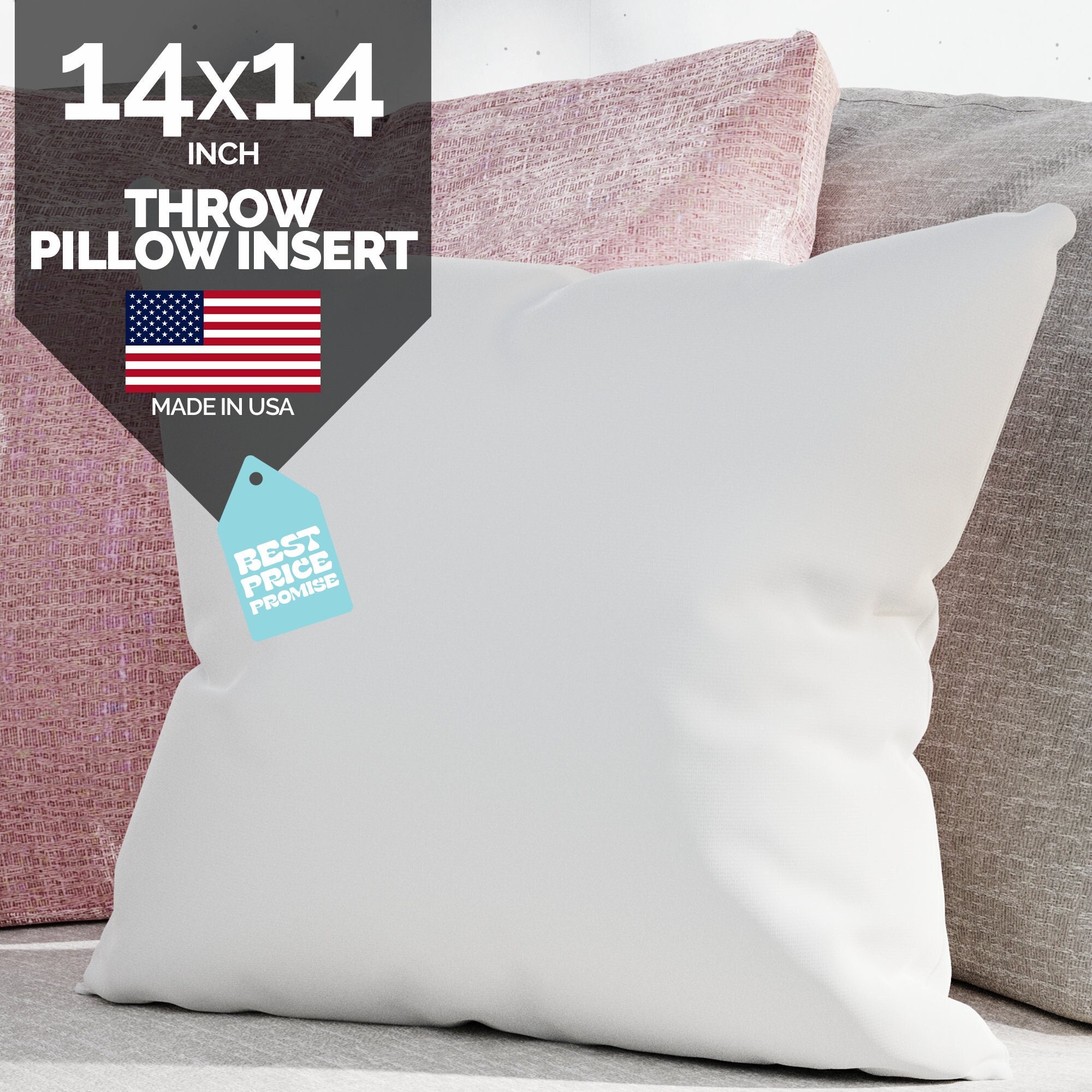 8x8  Indoor Outdoor Hypoallergenic Polyester Pillow Economical Insert 