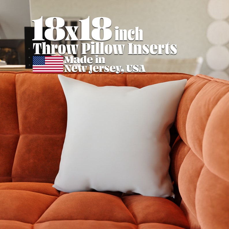 18x18 inch Throw Pillow Insert for Square Accent decorative pillows, made in USA for high quality standards and fast delivery.