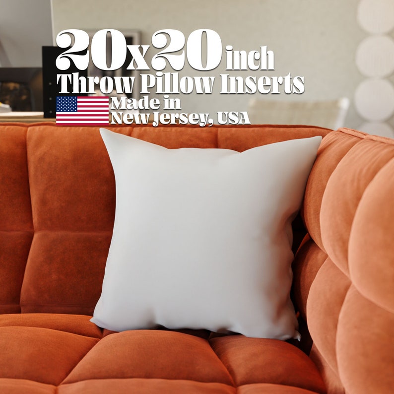 20x20 inch Throw Pillow inserts that are made locally in New Jersey with high quality standard Euro Sham inserts