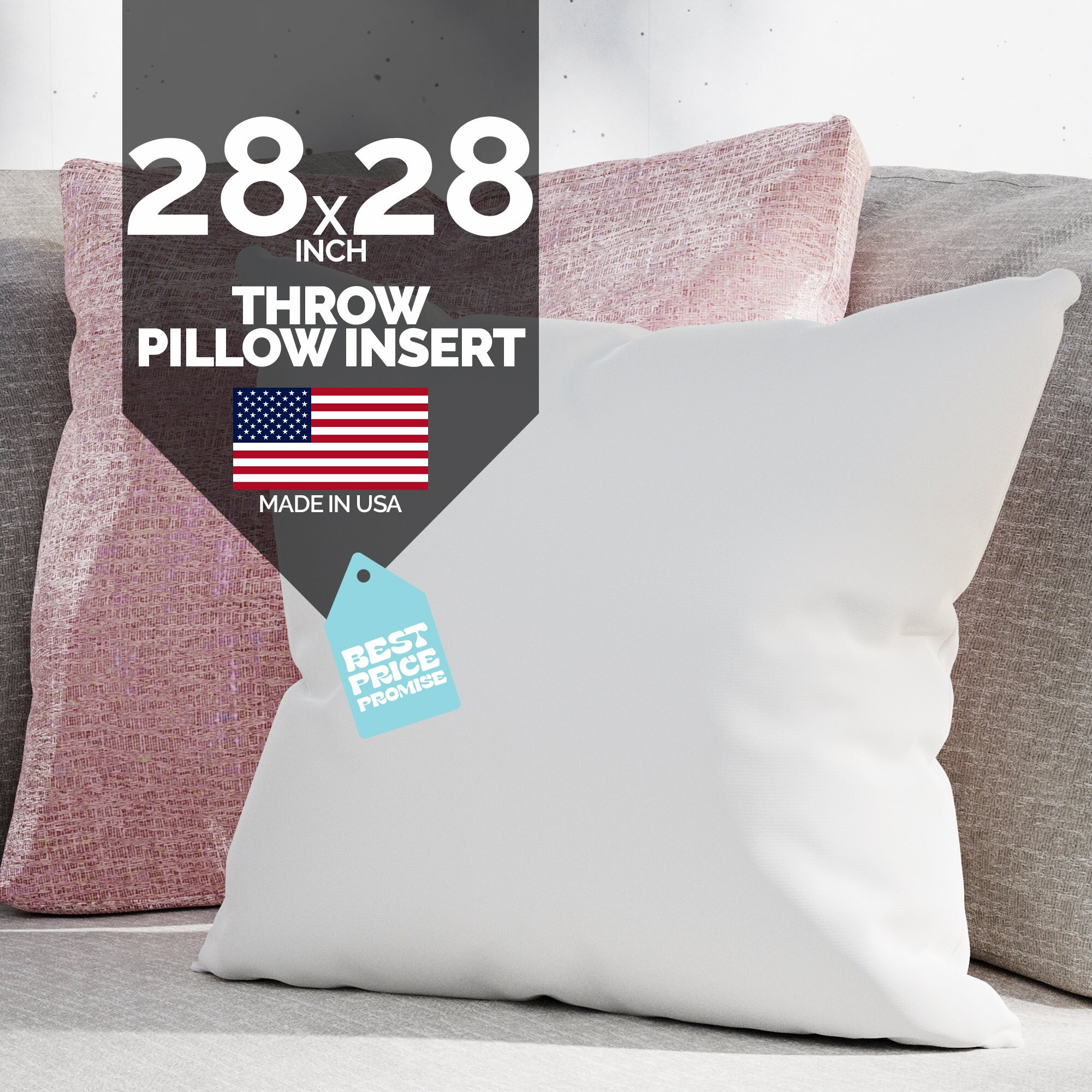 28x28 Euro Pillow Inserts Form Insert Throw Pillow Inserts Square Toss Pillow Throw Pillow Fill Made in USA Hypoallergenic Cushion Stuffing Etsy