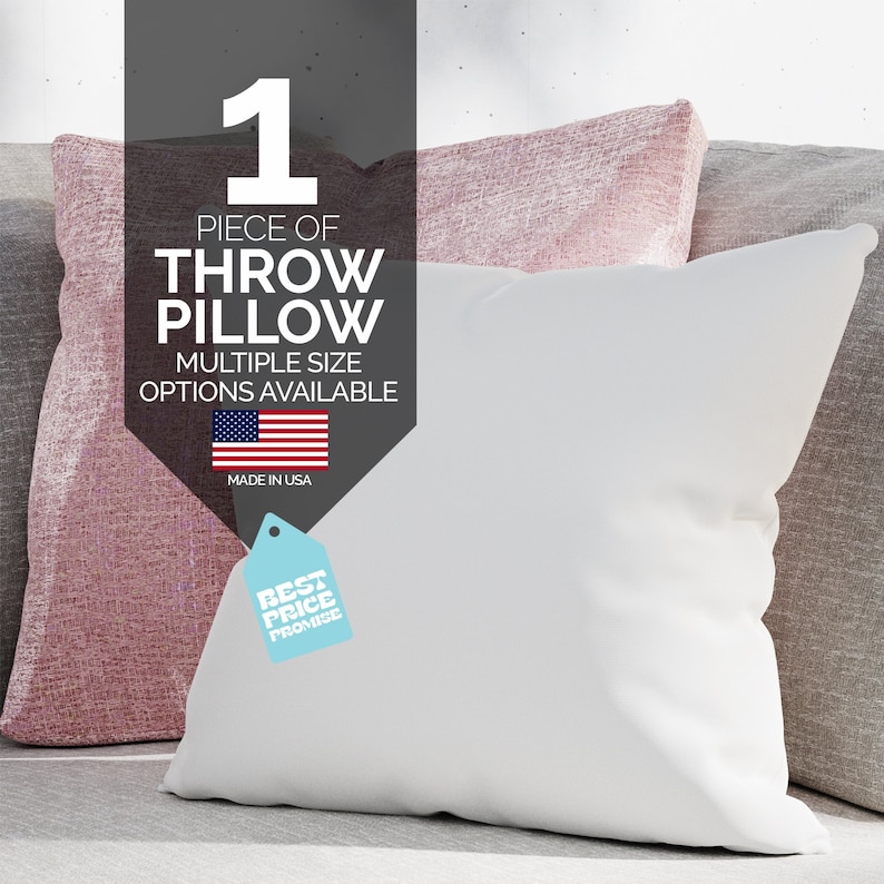High Quality Throw Pillow inserts for Accent Pillows in multiple sizes of Square Pillow Inserts
