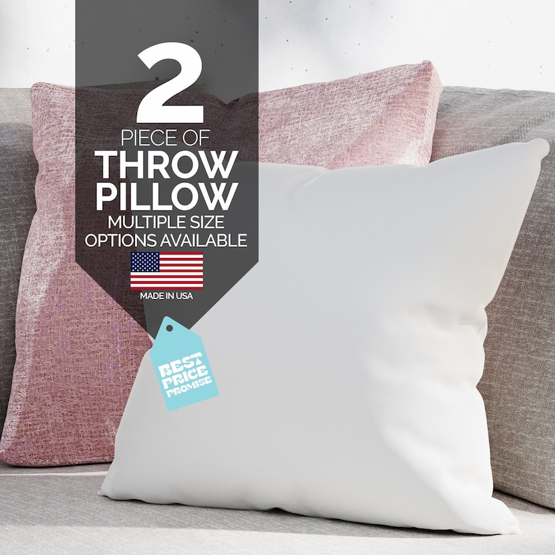 Set of 2 Throw Pillow inserts with high quality materials for couch cushion fillers