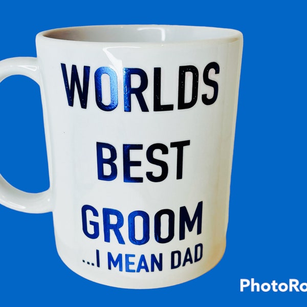 Worlds Best Groom - Dad Mug - Blanc - Feuille - Bleu - Thé - Café - Cadeau