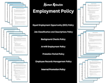 Bundle Human Resources Employment Policies - 7 Editable Templates in MS Word, HR Professionals and Consultants, Corporate HR Polocies