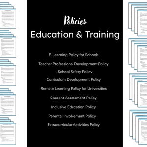 Education and Training Policy Bundle | 9 Editable Word Templates | School, Teacher, eLearning, Safety Policies | Instant Download