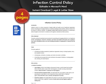 Modelo editável de política de controle de infecção | Modelo de política médica e de saúde | Diretrizes para consultórios e clínicas médicas, prontuário médico