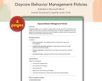 Daycare Behavior Management Policies, Printable and Editable Childcare Discipline & Conduct Policy Template for Preschool Acknowledgment