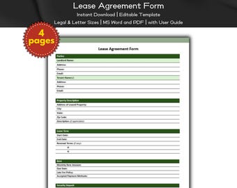 Formulário de Contrato de Locação Imobiliária Modelo Editável e Imprimível | Marketing de Agente | Listagem de Imóveis Imobiliários