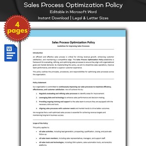 Verkaufsprozess-Optimierungsrichtlinie Bearbeitbare Vorlage | Marketing- und Verkaufsrichtlinie Vorlage | HR-Werkzeuge | Business-Tools | Verkaufs Playbook