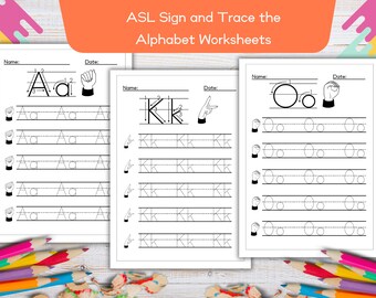 Druckbare ASL Zeichen und Ablaufverfolgung die Alphabet Arbeitsblätter | 26 Arbeitsblätter zum Ausdrucken Verfolge das Alphabet