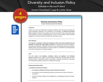 Diversity and Inclusion Policy Editable Template | Business Policies | Business Owner | Compliance Policies | HR Policies | Human Resource
