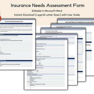 Insurance Needs Assessment Form Editable and Printable Financial ...