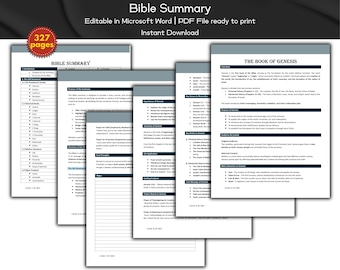 Bible Book Summary Guide Printable and Editable | Bible Study Tool | Old & New Testament Notes | Bible Review Sheet | Scripture Study PDF