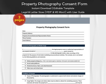 Formulário de consentimento para fotografia de propriedade Modelo editável e imprimível para agentes imobiliários | Imóveis, Listagens de propriedades | Marketing de agentes
