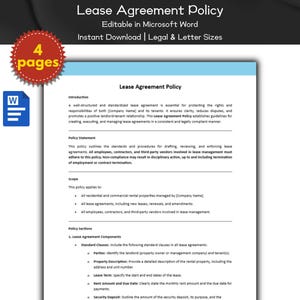 Plantilla editable de póliza de contrato de arrendamiento / Plantilla de administración de propiedades e inmuebles / Administradores de propiedades / Guía inmobiliaria / Alquiler