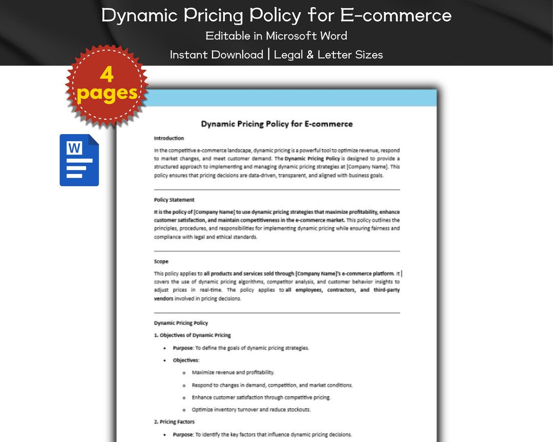 Dynamic Pricing Policy for E-commerce Editable Template | Retail and E ...