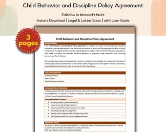 Política de Comportamento e Disciplina Infantil em Creche - Modelo Editável e Imprimível - Políticas Administrativas para Educação Infantil - Permissões