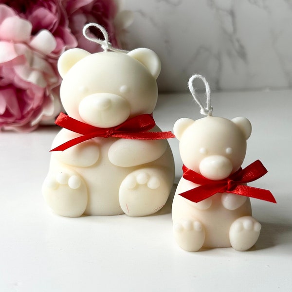 Teddy Bear Candle//Bear Candle//Set of Mama Bear and Baby Bear Candles//Teddy Bear Sculpture Candles//Teddy Bear Candle Set//