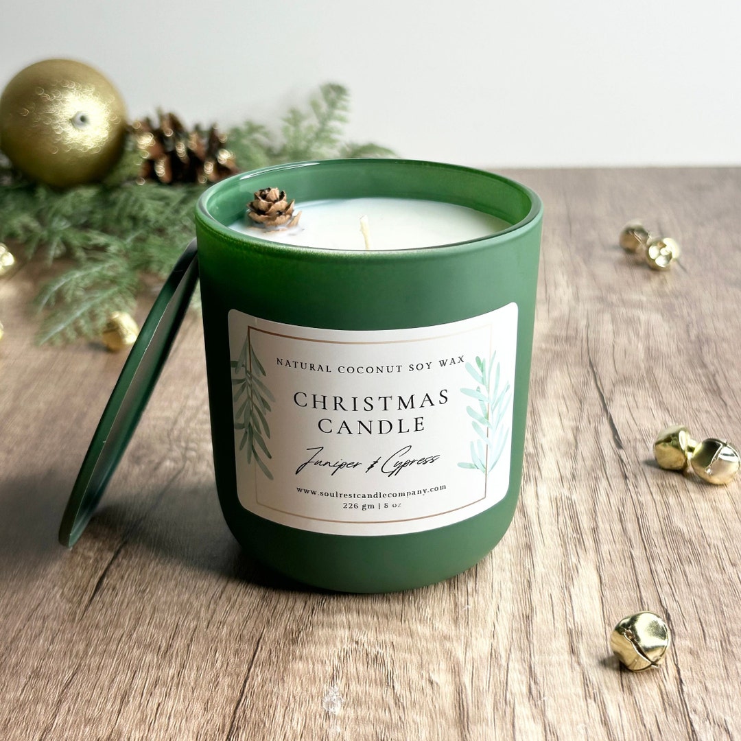 Juniper & Cypress Candle//christmas Candles//soy Wax Blend Etsy