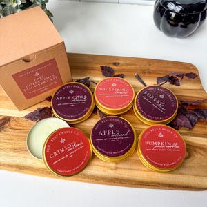 Fall Candle Discovery Kit: 6 Vegan Coconut Soy Wax Travel Tins