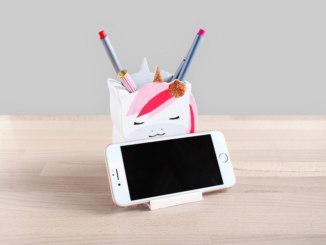 Cute Unicorn Desk Organizer for Girl Kids Cell Phone Stand Etsy